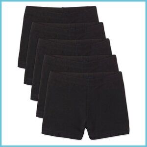 Girls' 5-Pack Cartwheel Shorts, Cotton Spandex Jersey, Fitted Mid Rise